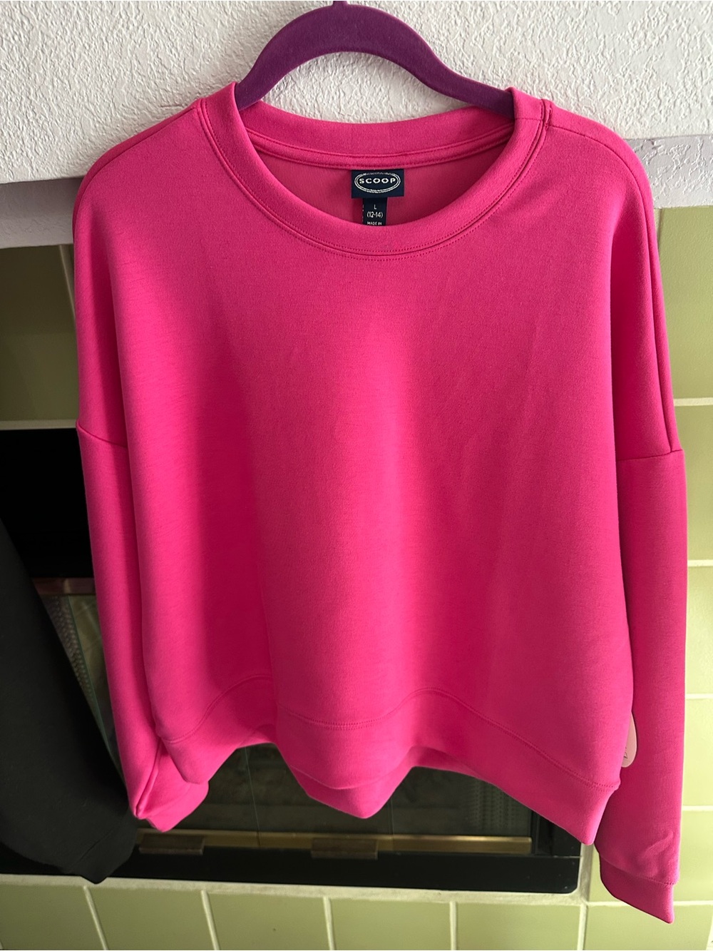 🩷Scoop Women's Hot Pink Crewneck Sweatshirt {L -12-14)🩷 NWOT